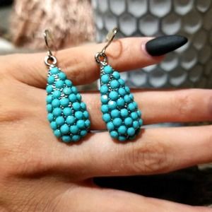 NWOT Turquoise Beaded Teardrop Earrings